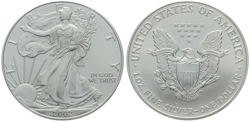 USA 1 Dollar 2002 Silver Eagle - 1 Unze Feinsilber